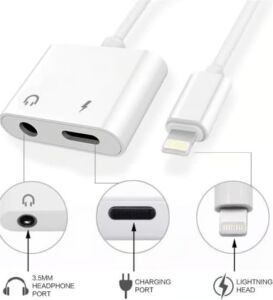 iPhone Uyumlu To 3.5 mm Jack Kulaklık ve Şarj Dönüştürücü Aynı Anda Kulaklıktan Müzik Dinleyin ve De Şarj Edin Çift Çıkışlı Adaptör Yüksek Hızlı Şarj ve Ses Aktarımı iPhone 7/8/10/11/12/13/14 Için