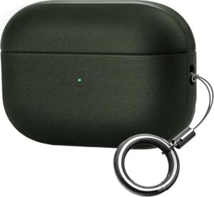 Airpods Pro 2. Nesil ile Uyumlu Leather Skin Serisi Parmak Izi Tutmayan Dış Yüzeye Sahip ve Mükemmel Koruma Sağlayan Orta Sertlikte Silikon Kılıf (Haki)