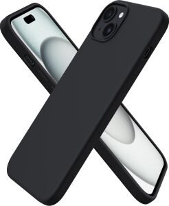 iPhone 14 ve iPhone 13 Kılıf 6.1'' ile Uyumlu Premium Sıvı Silikon Kılıf - Yumuşak Dokulu, Mikrofiber Kadife Astarlı, 3 Katmanlı Darbe Emici Sert Kapak - Siyah