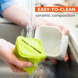 Tam Daire Mutfak Lavabo Aksesuarları, Seramik, Gri ve Beyaz, 1 Adet (1 Paket)