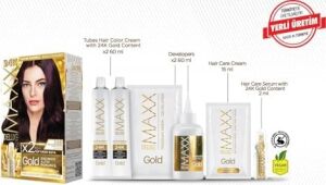 Serisi 24K Altın Parçacıklı Serum ile 1 Kutu 2 x 50 ml ve Geliştiriciler Saç Boyası (Patlıcan Moru 3.66)