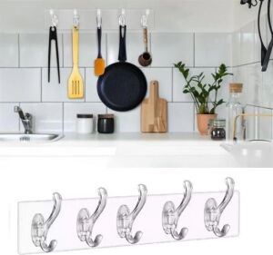 5'li Güçlü Yapışkanlı Şeffaf Duvar Askısı Banyo Mutfak Düzenleyici Pratik Askılık