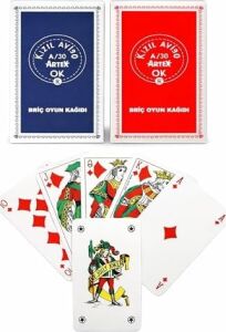 Star Briç Oyun Kağıdı Extra Kızıl Ay A/30 Artex – 2 Deste (Kırmızı & Mavi) Poker Iskambil Kartı, 285 gr Opak Kağıt, Profesyonel Kullanım