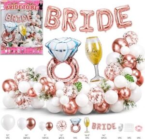 Bride To Be Bekarlığa Veda Parti Süsü Seti, Rose Gold Folyo Balonlu Gelin Partisi Dekorasyon Seti, Konfeti Balon ve Yüzük Balon Dahil