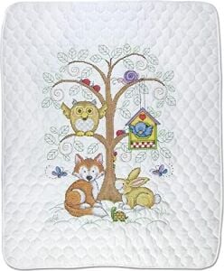 Design Works Crafts Janlynn Kanaviçe Yorgan Seti, Bebek Ormanı Için Damgalı