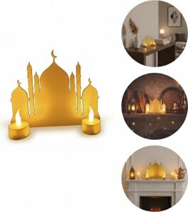 3D Ramazan Cami Dekor 2 Mumlu Işıklı Masa Üstü Biblo