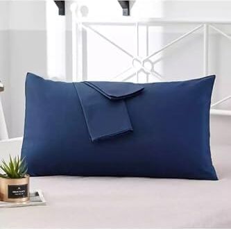 Modelhome Lacivert Renkli Pamuklu Kumaştan Kapaklı Yastık Kılıfı (2 Adet) 50 x 70 cm Lacivert Tek Ebat 50 x 70