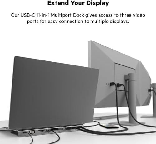 Usb-C Hub, 11'i 1 Arada Çoklu Bağlantı Noktalı Adaptör Yuvası, 4K Hdmı, Displayport, Vga, Usb-C ve 100W, Bağlı Cihazdan Şarj Etmek Için, 3x USB A, Gigabit Ethernet, Sd, Microsd, 3,5 mm Jak