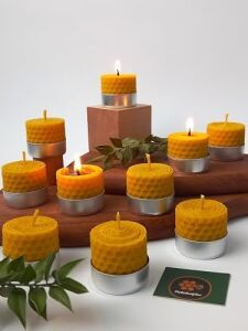 (12 Adet) Sarma Tealight Mum 3,5cm X3CM Doğal Petek Balmumu Mum