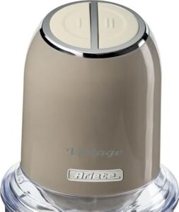 Vintage Doğrayıcı Bej 0438/03-2 Hız Kademeli, 2 Buton ve 4 Paslanmaz Çelik Bıçak, Sebze Doğrayıcı, Buz Kırıcı Özellikli, 600 ml Ölçekli Kupa ile Kullanım Kolaylığı