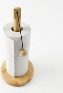 Doğal Bambu Bohem Top Tutacaklı Kağıt Havluluk - Dekoratif Ahşap Stand (30X14 Cm, Kahve ve Bambu Renk Seçenekli, 1 Adet) (Doğal)