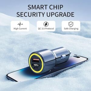 HP-782 Araç Içi Şarj Cihazı 3.1A Pd 48 Watt Fast Hızlı Şarj Aleti Metal Çakmaklık Şarj Type C 2-Port Işıklı