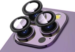 Apple Ile Uyumlu iPhone 15 Pro/15 Pro/15 Pro Max Cl-12 Premium Safir Parmak Izi Bırakmayan Anti-Reflective Kamera Lens Koruyucu Siyah