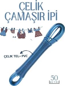 50 mt Çelik Çamaşır Ipi Pvc Kaplı Dayanıklı Çamaşır Ipi  Balkon Çamaşır Ipi 718621