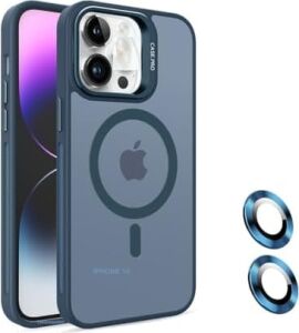 iPhone 16 Kamera Korumalı Standlı Kılıf Magsafe ile Uyumlu Açılır Kamera Standlı Manyetik iphone 16 Kılıf Lens Korumalı Set Darbeye Karşı Korur iphone 16 Lens (Deniz Mavisi)