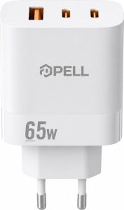 Pell 65W Pd Ultra Hızlı Şarj Başlığı, 2x Usb-C + Usb-A, Akıllı Güç Yönetimi, Laptop ve Telefon ile Uyumlu