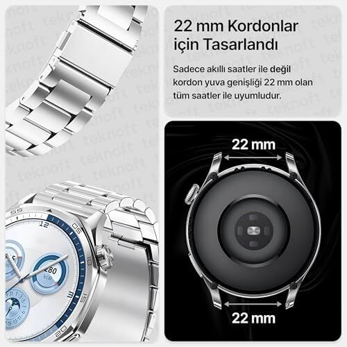 22MM ile Uyumlu Saatler Için Paslanmaz Çelik 46MM Baklalı Kordon  Watch (Gt6 Pro/gt6/gt5 Pro/gt5/gt4/watch 4 Pro/gt3/gt3 Pro/gt2/gt2 Pro)