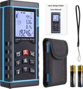 Profesyonel 40 Metre Dijital Lazer Metre Ölçer LCD Ekran, Su Terazili, Alan Hacim, Pisagor Hesaplama ve 20 Kayıt Hafızası