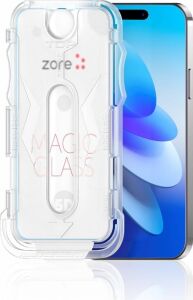 Apple ile Uyumlu iPhone 16 Plus Kolay Uygulama Aparatlı 5d Magic Glass Cam Ekran Koruyucu Şeffaf