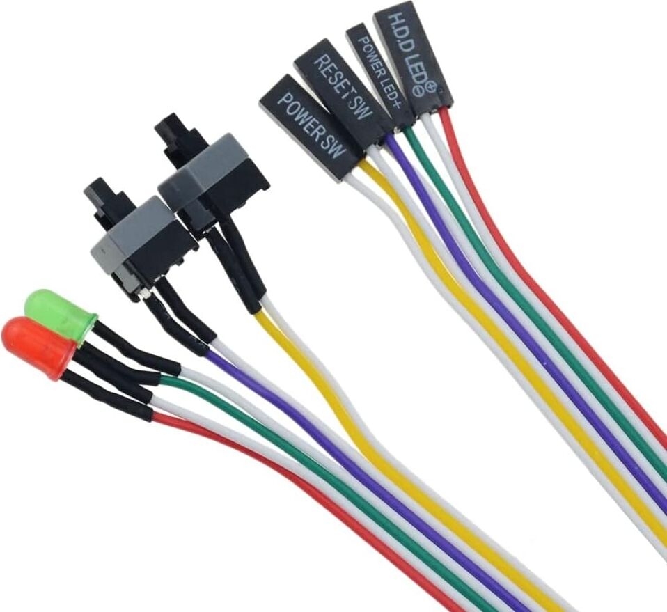 5064 Ana Kart Power Kablosu LED Işıklı Reset Açma Kapama Butonu Kablosu On Off Switch