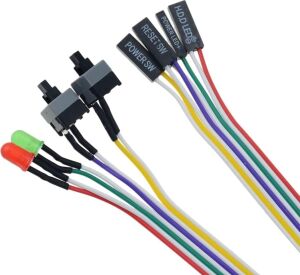 5064 Ana Kart Power Kablosu LED Işıklı Reset Açma Kapama Butonu Kablosu On Off Switch