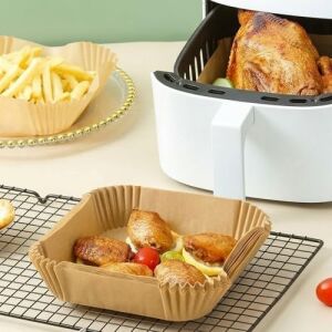 Kare Airfryer Pişirme Kağıdı, Yağ Geçirmez ve Yapışmaz Tek Kullanımlık, Yüksek Isıya Dayanıklı, Hava Fritözü ile Uyumlu, Pratik ve Hijyenik Mutfak Yardımcı Pişirme Kağıdı Seti, 50 Adet