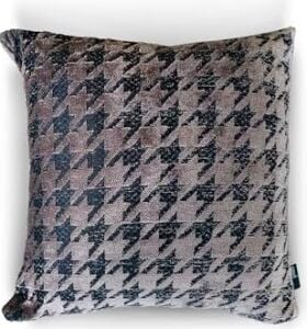 Taupe Houndstooth Kazayağı Desenli Dekoratif Kırlent/yastık Kılıfı 45X45 CM,%100 Polyester Döşemelik Kumaş