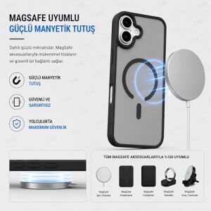 Ehr. iPhone 17 ile Uyumlu Magsafe Kılıf, Mıknatıslı Kablosuz Şarj Destekli, Ipeksi Dokulu Sert Gövde, Kamera Korumalı Premium Silikon Kapak (Siyah, iPhone 17)