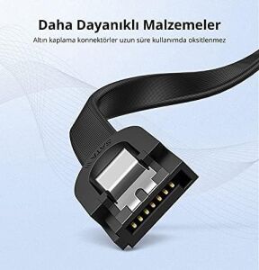 40 cm Sata Data Kablo - 90 Derece - Metal Klip