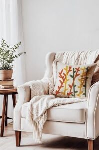 Sademade Bambu Punch Nakışlı Dekoratif Kırlent Kılıfı, Panç Kırlent ve Yastık Kılıfı, 44X44 cm