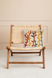 Sademade Bambu Punch Nakışlı Dekoratif Kırlent Kılıfı, Panç Kırlent ve Yastık Kılıfı, 44X44 cm