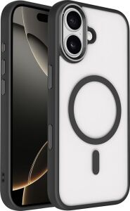 Senon Apple iPhone 17 Için Kılıf Magsafe Uyumlu Şarj Özellikli Zore Krom M-Safe Silikon Kapak (Siyah)