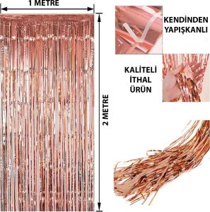 Rose Gold Püsküllü Kapı Perdesi