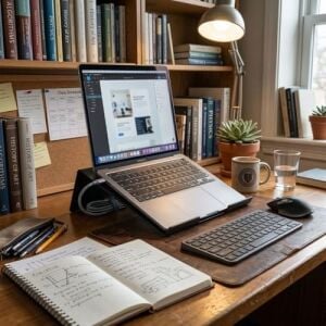 Metal Laptop Standı MacBook Laptop Standı Dizüstü Bilgisayar Yükseltici Stand Notebook Standı Soğutmalı Ergonomik Laptop Yükseltici Masaüstü Stand (Siyah)