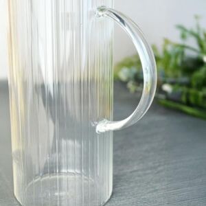 1500ML Metal Kapaklı Line Borosilikat Cam Yağlık & Sürahi – Şık, Dayanıklı ve Sağlıklı Saklama Çözümü (9cm x 23CM)