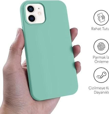 iPhone Kılıf Ince Sıvı Silikon 3 Katmanlı Tam Kaplamalı Yumuşak Jel Kauçuk Kılıf Kapak (Turkuaz, iPhone 11)