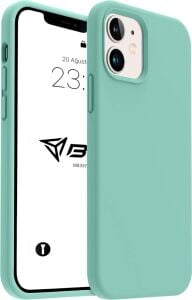 iPhone Kılıf Ince Sıvı Silikon 3 Katmanlı Tam Kaplamalı Yumuşak Jel Kauçuk Kılıf Kapak (Turkuaz, iPhone 11)