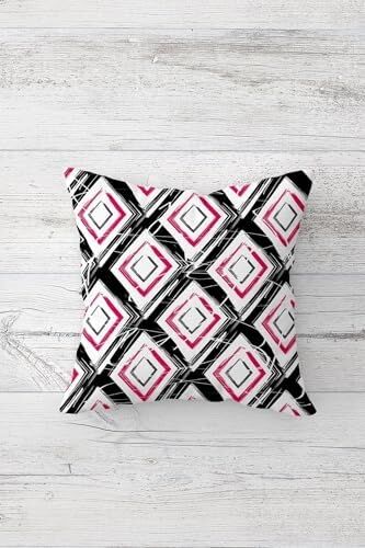 Home  Yazılı Gizli Fermuarlı Kırlent Kılıfı Koltuk Yastık Kılıfı TAKIM(4ADET), Pembe-Siyah-Beyaz 45 x 45
