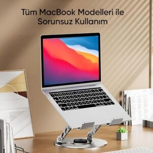 Macbook ve Laptop Standı 360 Derece Dönebilen Boyutu Ayarlanabilir Alüminyum Alaşım Ergonomik Tasarım Bilgisayar Tutucu (Bilgisayar Standı)