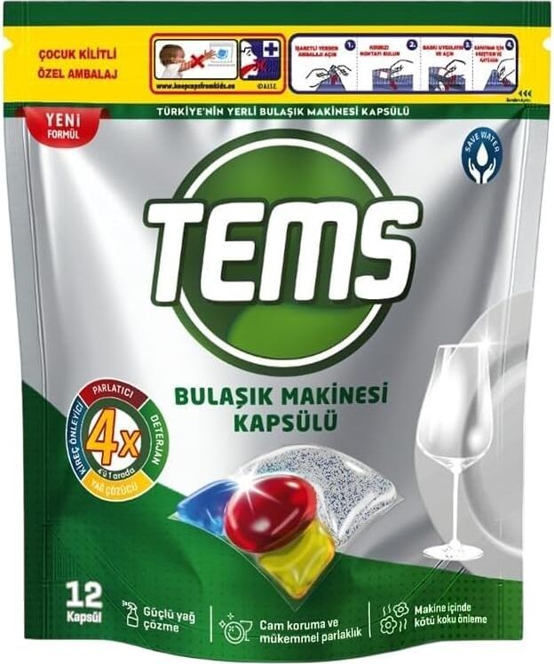 Tems 4 Ü 1 Arada Bulaşık Makinesi Kapsülü 12 Li 134 gr
