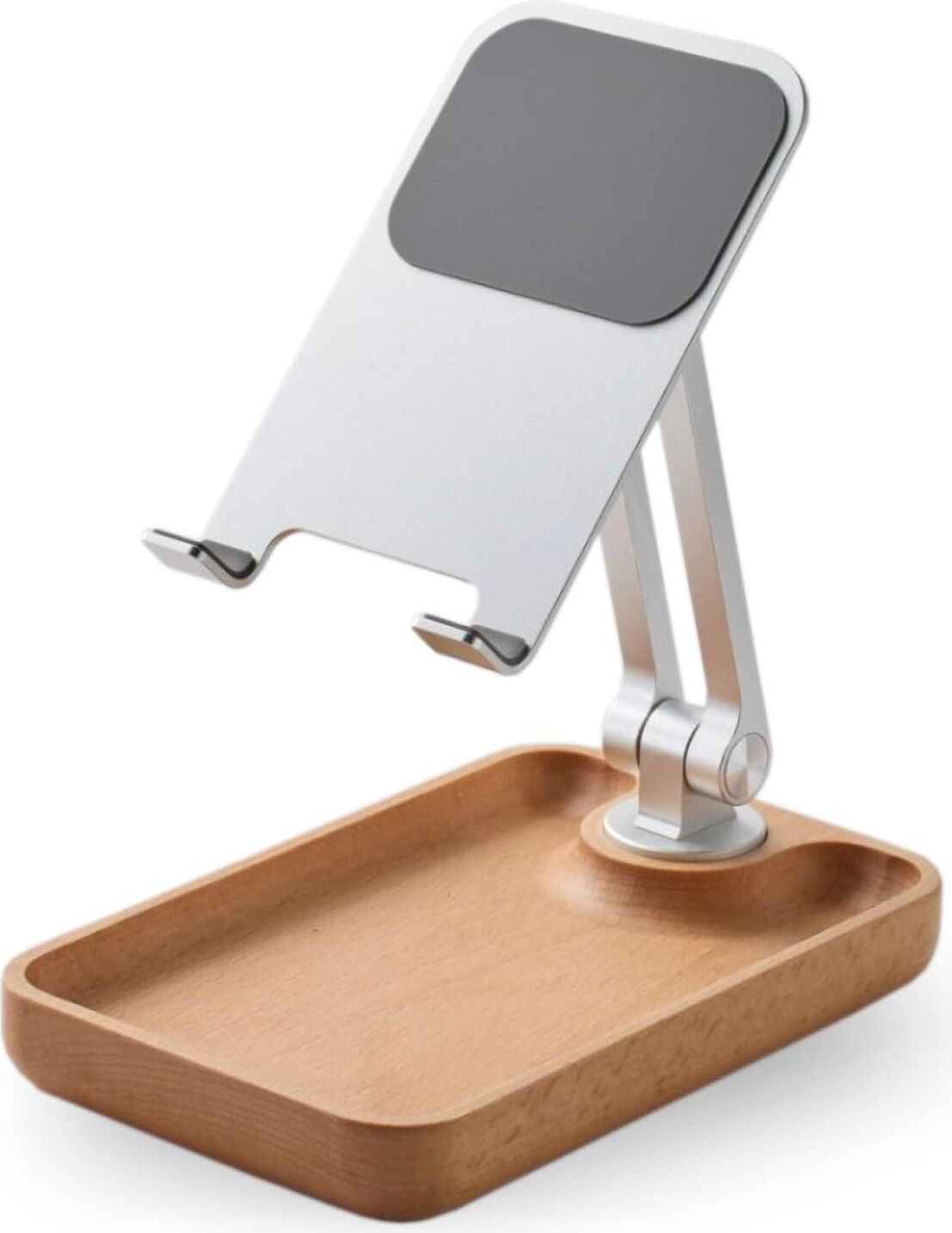 Profesyonel Tok Alüminyum Stand Ahşap Tabanlı Business Model A Sınıfı Malzeme Döner Tablet Akıllı Telefon Standı Masaüstü Stand Katlanabilir Cep Telefonu Telefon Tutucu A.kahverengi TM01