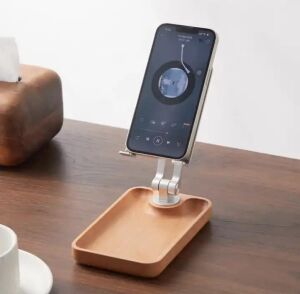 Profesyonel Tok Alüminyum Stand Ahşap Tabanlı Business Model A Sınıfı Malzeme Döner Tablet Akıllı Telefon Standı Masaüstü Stand Katlanabilir Cep Telefonu Telefon Tutucu A.kahverengi TM01