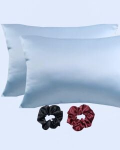 Ipeksi Saten 50X70 cm Yastık Kılıfı 2 Adet, Kıvırcık Saçlar,dalgalı ve Düz Saçlar, Bordo 2 Adet Hediye Saten Toka,cilt Dostıu,cilt Bakım,kozmetik,hediyelik,çeyizlik Kullanılabilir (Mavi)