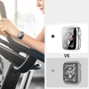 Apple Watch ile Uyumlu Series 10 Şeffaf Kılıf Ekranı Tam Kapatan Silikon Yapılı Ekran Koruma Apple Watch ile Uyumlu Series 10 Ekran Koruyucu Şeffaf (46MM)