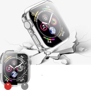 Apple Watch ile Uyumlu Series 10 Şeffaf Kılıf Ekranı Tam Kapatan Silikon Yapılı Ekran Koruma Apple Watch ile Uyumlu Series 10 Ekran Koruyucu Şeffaf (46MM)