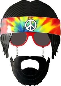 Siyah Saçlı Bandana Hippi Parti Gözlüğü