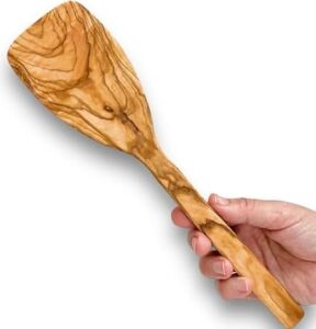 Zeytin Ağacı El Yapımı 12 Inç Spatula. Kızartma, Çevirme ve Karıştırma Için Doğal, Kavisli Spatula. Biftek ve Pizza Için Mükemmel Seçim