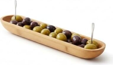 35CM Bambu Zeytinlik – Doğal Ahşap Oval Uzun Servis Tabağı | Meze Sunumu, Çerezlik, Atıştırmalık Tabağı | Çevre Dostu Mutfak ve Sofra Aksesuarı