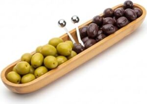 35CM Bambu Zeytinlik – Doğal Ahşap Oval Uzun Servis Tabağı | Meze Sunumu, Çerezlik, Atıştırmalık Tabağı | Çevre Dostu Mutfak ve Sofra Aksesuarı