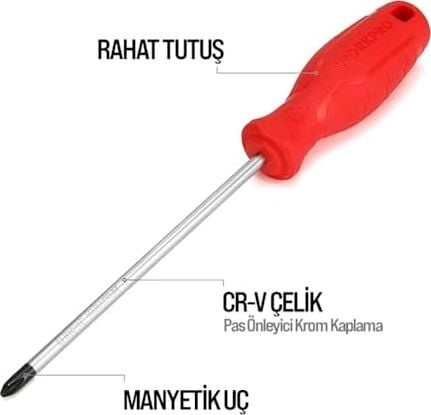 WP200501 6 Parça Cr-V Manyetik Profesyonel Tornavida Seti, Düz ve Yıldız Uçlu, Anti-Slip Saplı